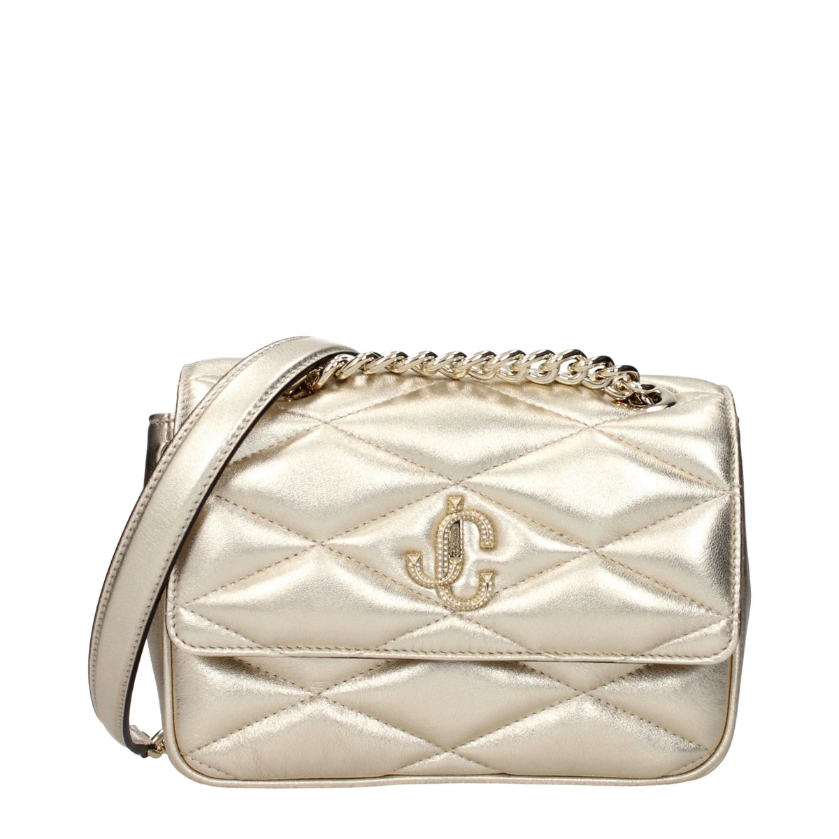 Jimmy Choo Gold Leather Shoulder Bags