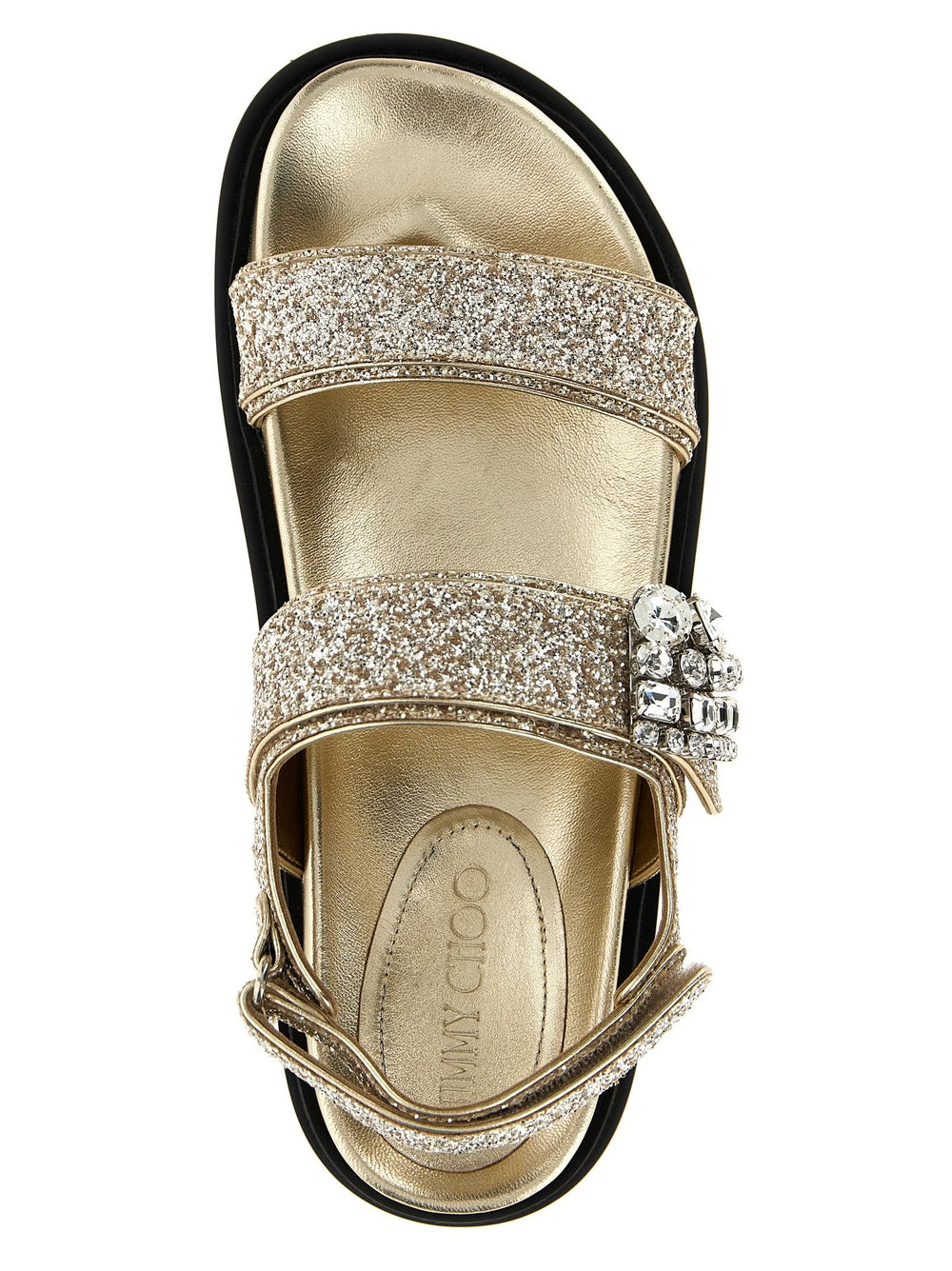 Jimmy Choo Gold Textile Flat Sandals - EU35/US5