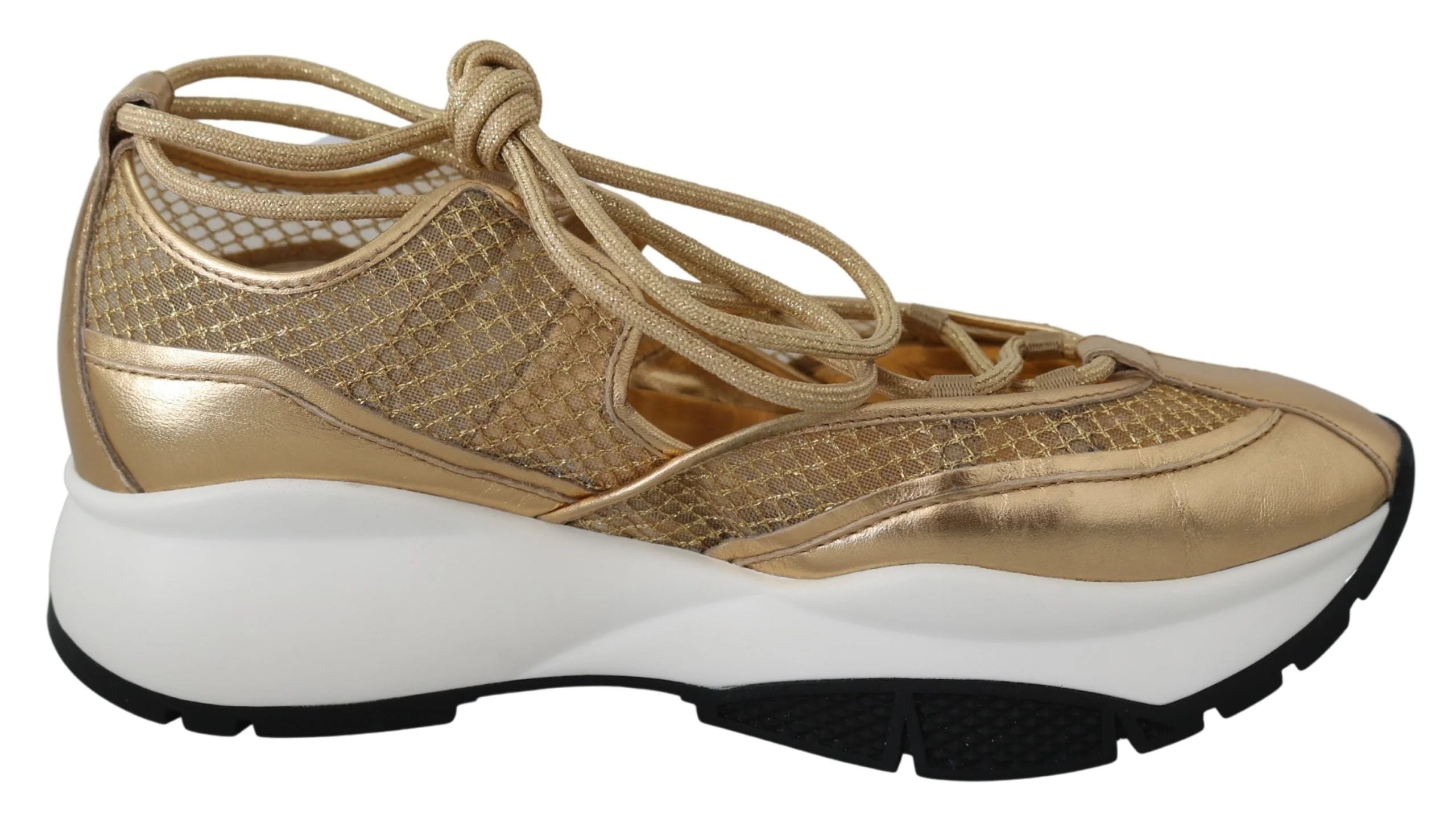 Jimmy Choo Golden Glamour Mesh Leather Sneakers - EU36/US6 - Sneakers