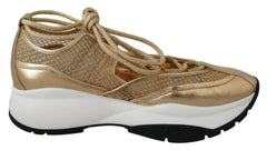Jimmy Choo Golden Glamour Mesh Leather Sneakers - EU36/US6 - Sneakers