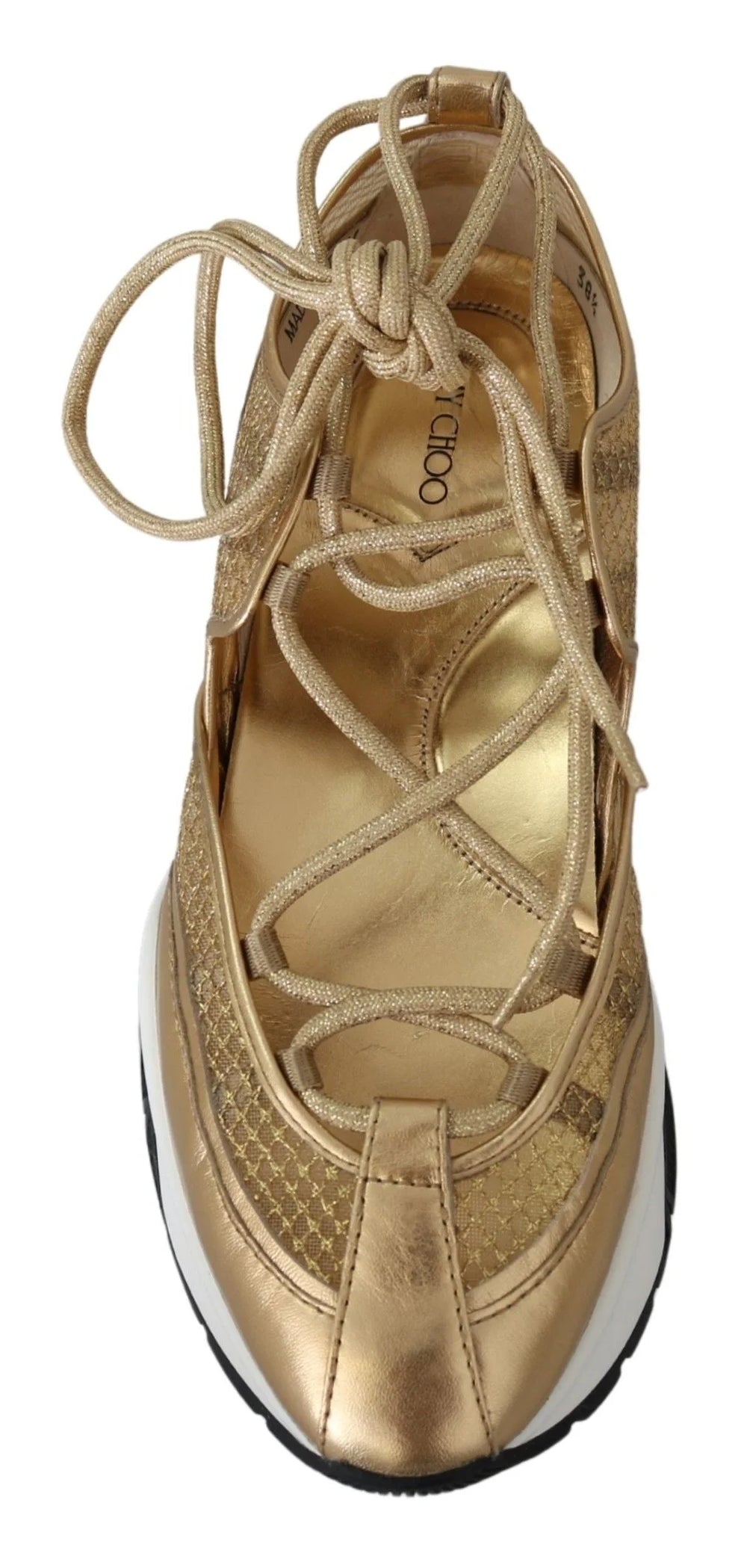 Jimmy Choo Golden Glamour Mesh Leather Sneakers - EU36/US6 - Sneakers