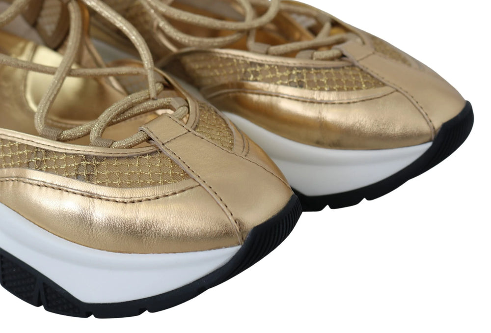 Jimmy Choo Golden Glamour Mesh Leather Sneakers - EU36/US6 - Sneakers