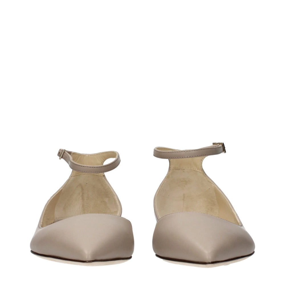 Jimmy Choo Gray Leather Ballet Flats