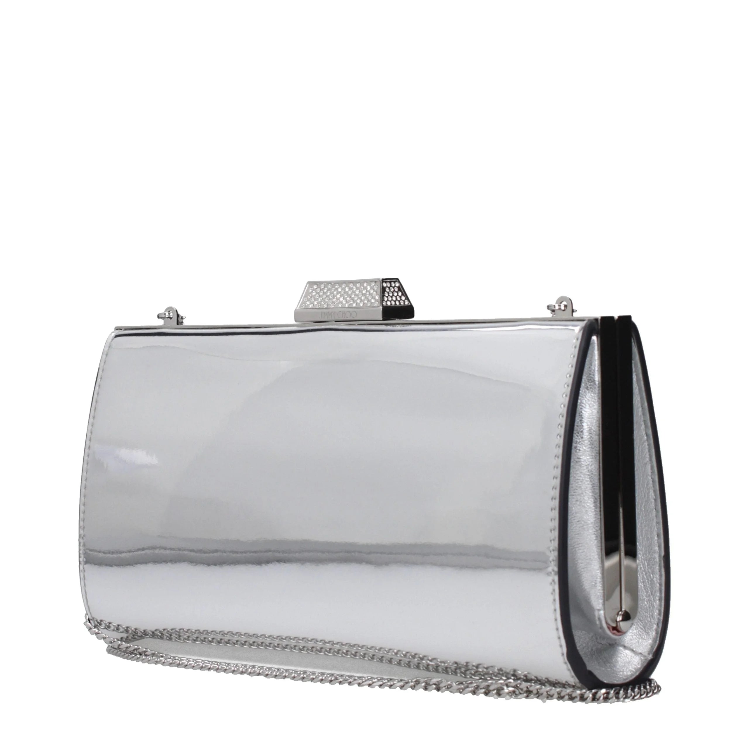 Sac à main pochette en cuir gris Jimmy Choo