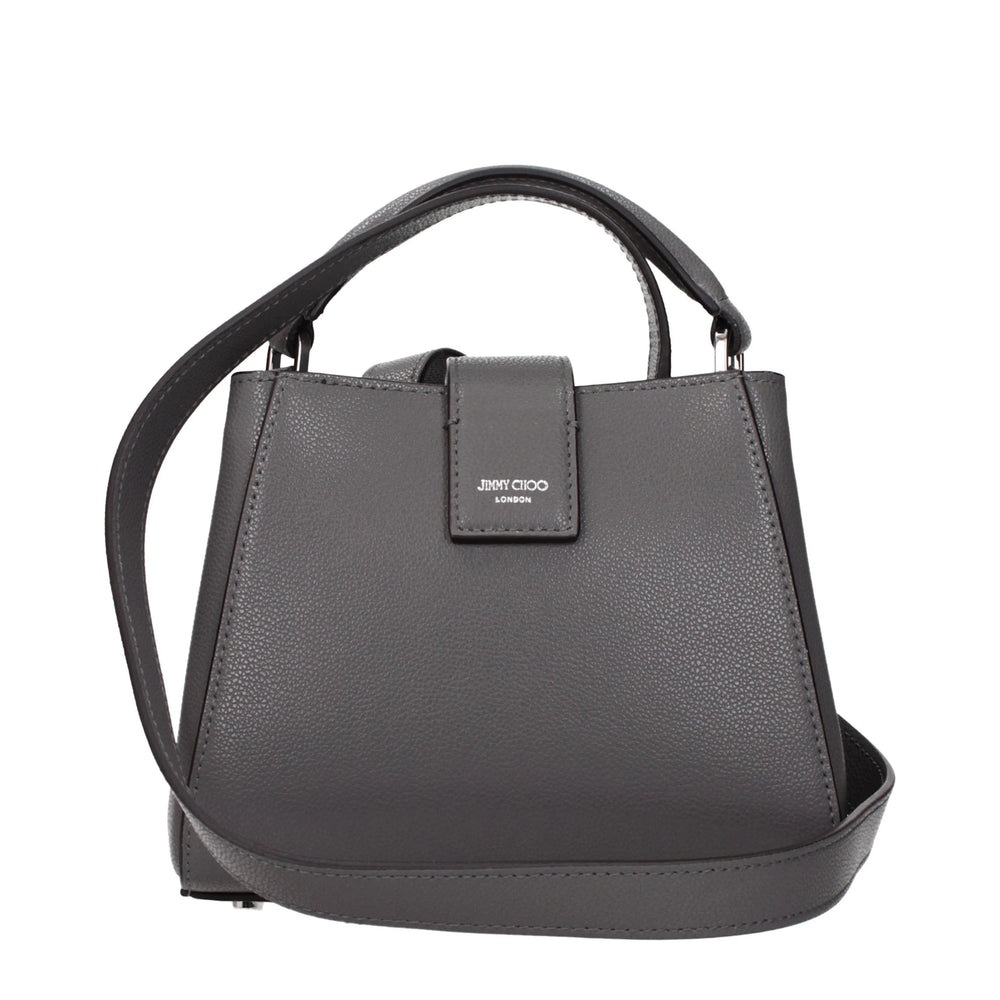Jimmy Choo Gray Leather Handbag Structured Top Handle – AmeOro