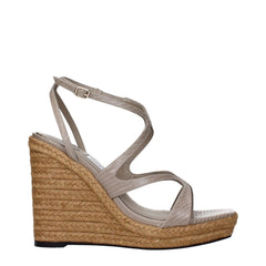 Jimmy Choo Gray Leather Wedges Sandals - EU37.5/US7.5