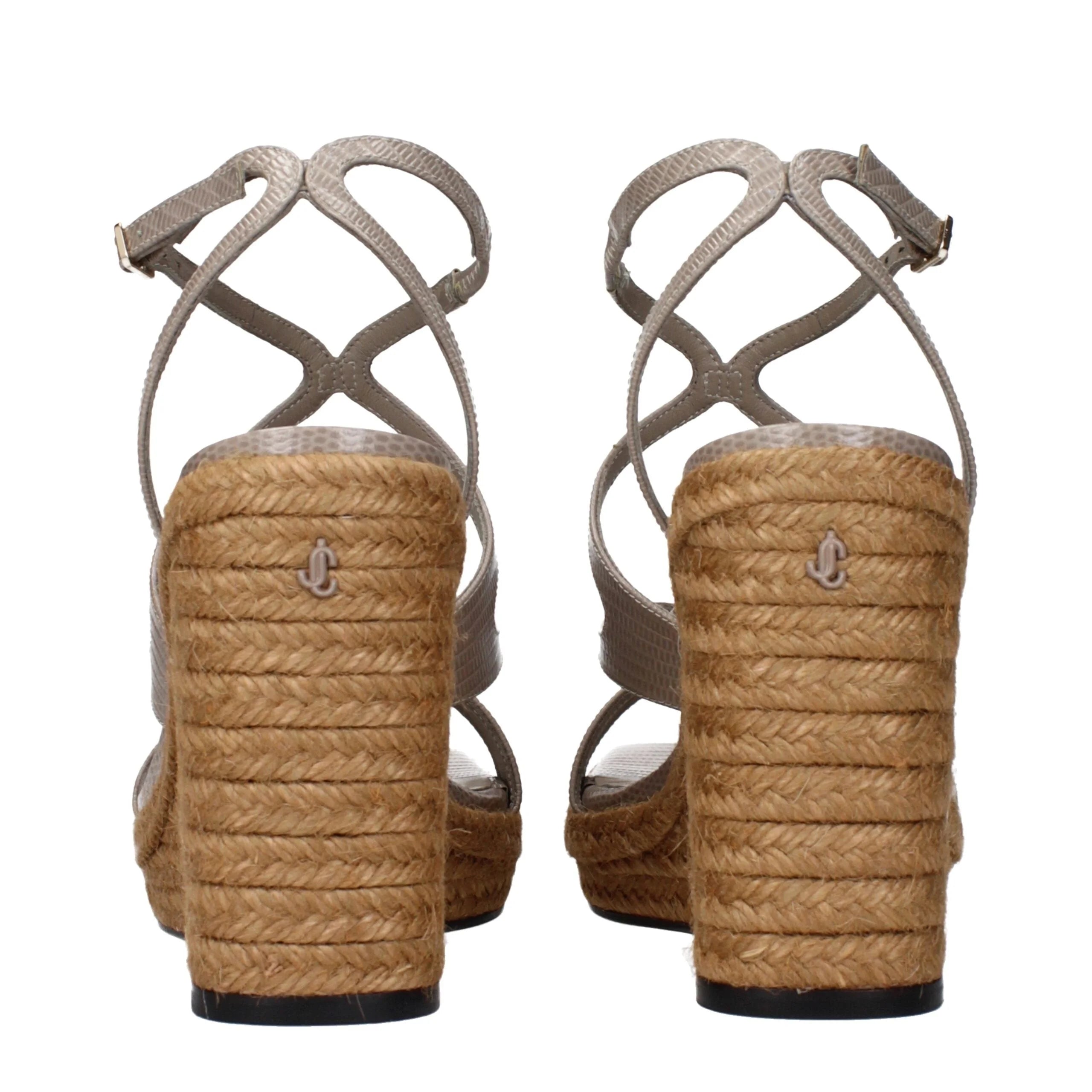 Jimmy Choo Gray Leather Wedges Sandals - EU37.5/US7.5