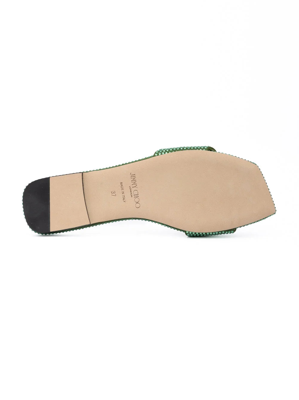 Jimmy Choo Πράσινο Σατέν Κρύσταλλο Clovis Flat