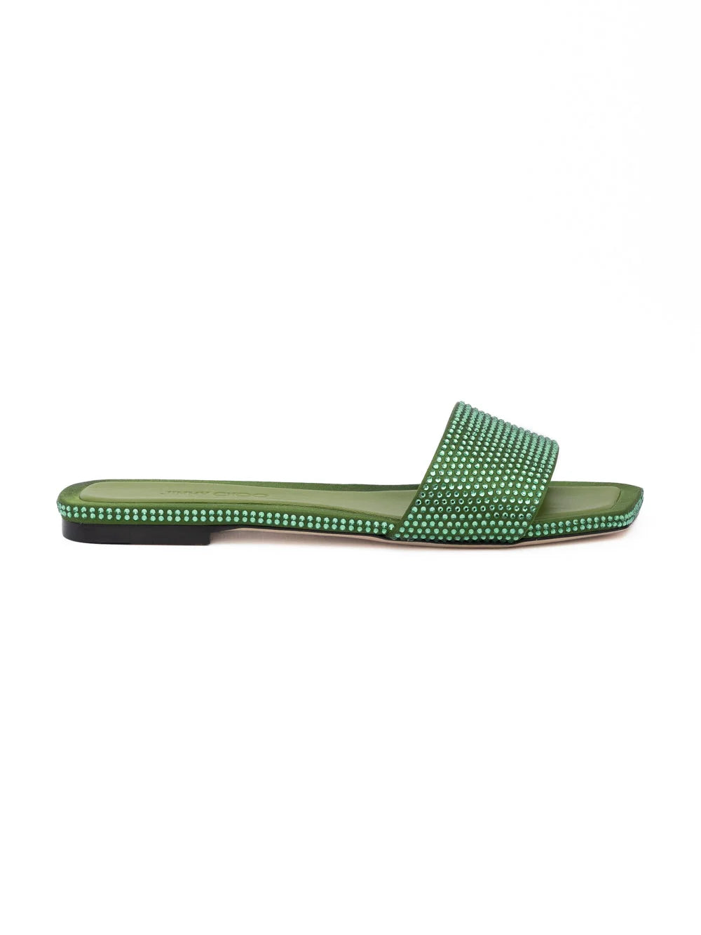 Jimmy Choo Πράσινο Σατέν Κρύσταλλο Clovis Flat