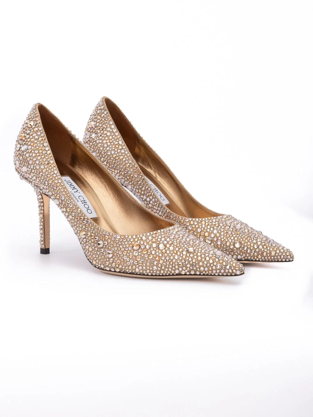 Jimmy Choo Light Bronze Crystal Love 85 Pumps