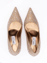 Jimmy Choo világos bronz kristály Love 85 pumpszandál