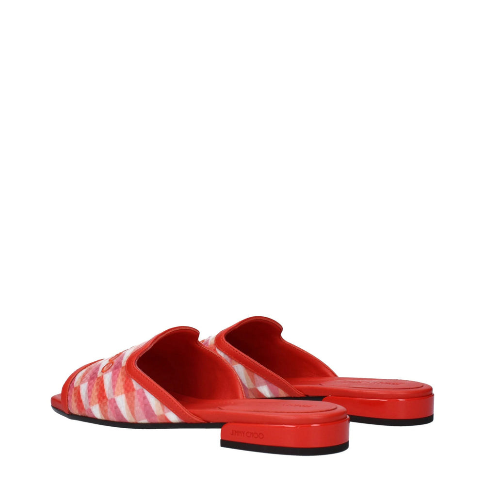 Jimmy Choo Orange Fabric Slippers Sandals