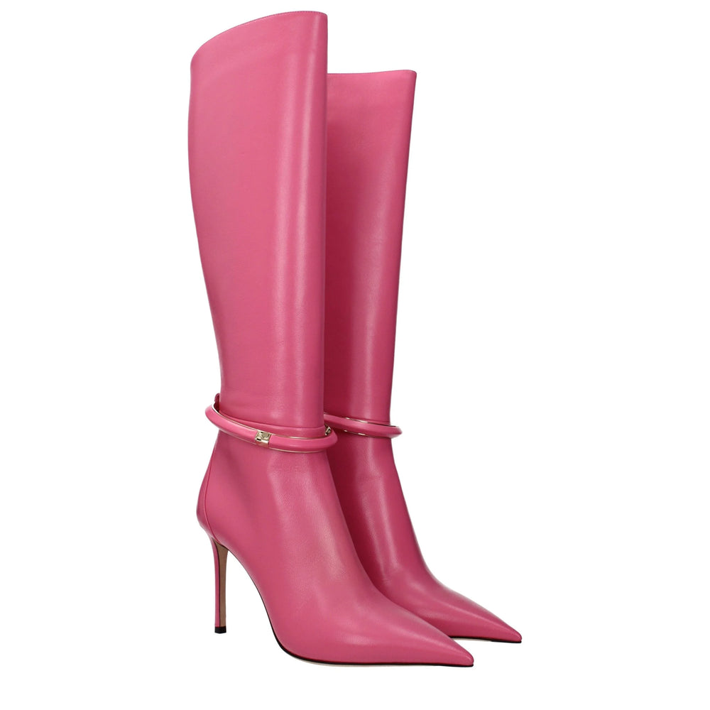 Jimmy Choo Pink Leather High Heel Boots - EU40/US10