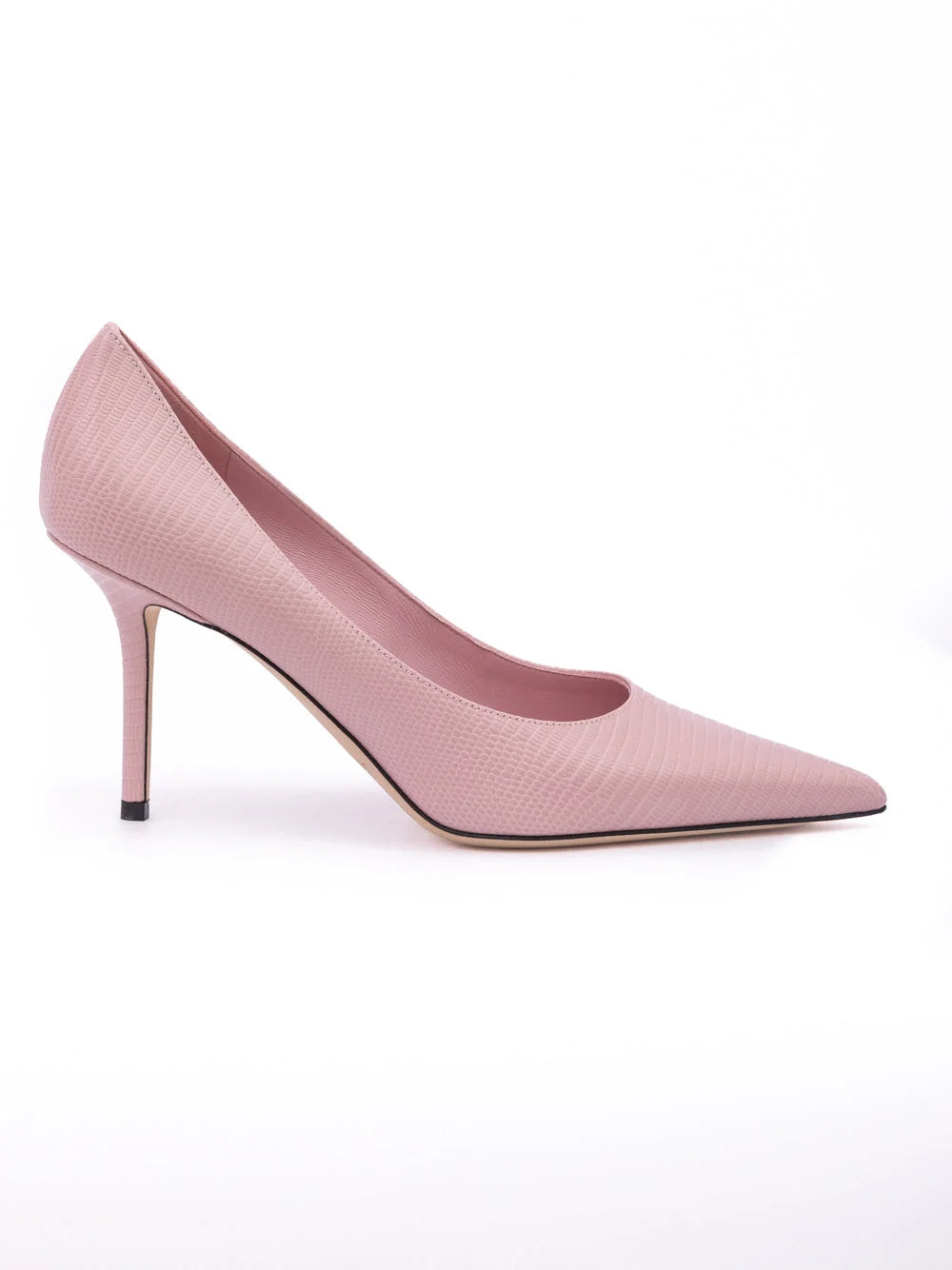 Jimmy Choo Růžové lodičky Love 85 z kůže s potiskem ještěrky