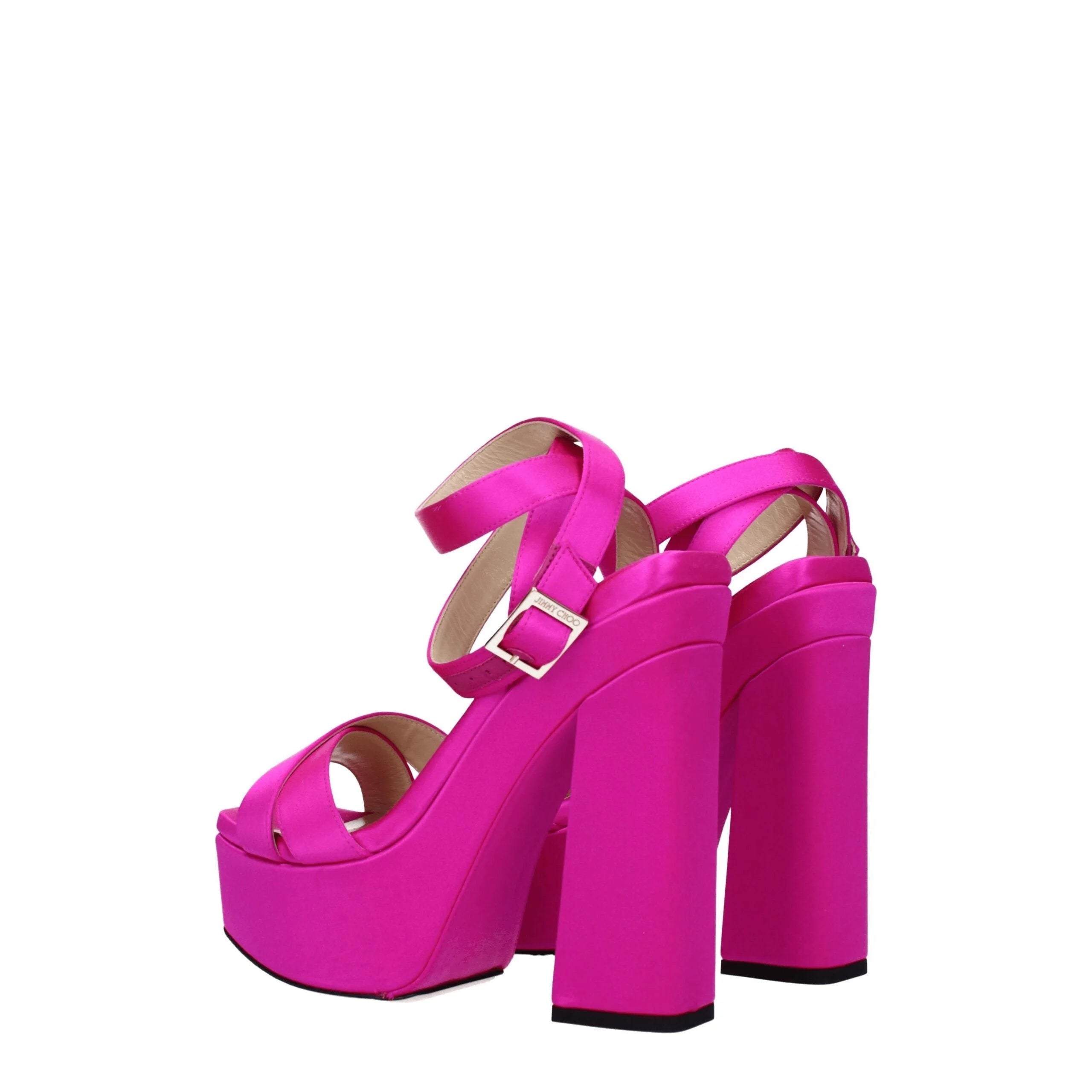Jimmy Choo Pink Satin Platforms - Sandals