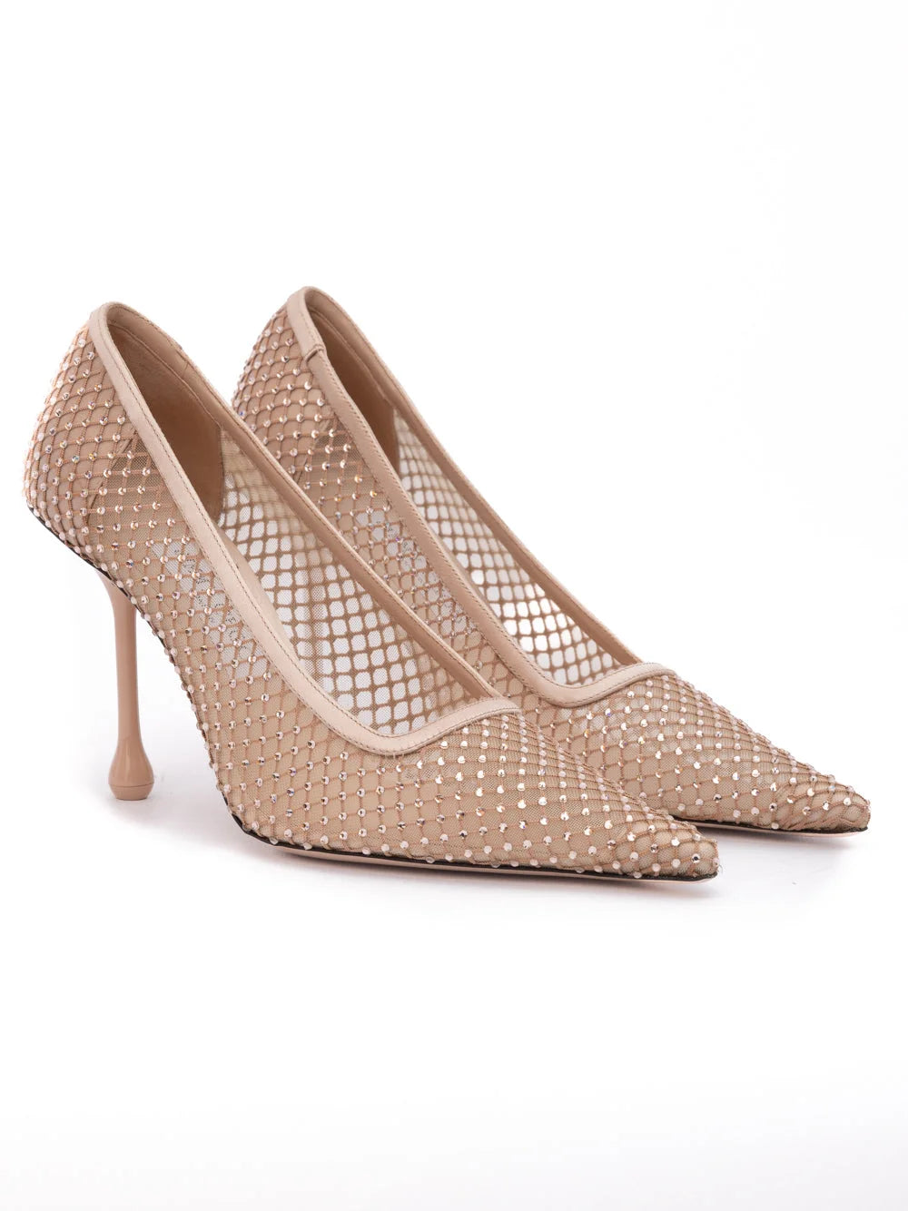 Jimmy Choo Puderrosa Mesh-Satin-Kristall-Ixia 95 Pumps