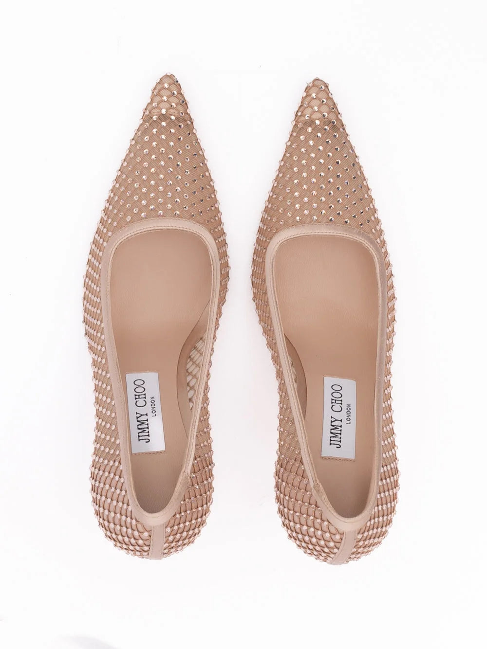 Jimmy Choo Puderrosa Mesh-Satin-Kristall-Ixia 95 Pumps