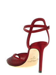 Jimmy Choo Rode stiletto-sandalen met hak van lamleren