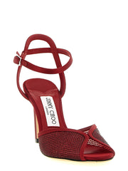 Jimmy Choo Rode stiletto-sandalen met hak van lamleren