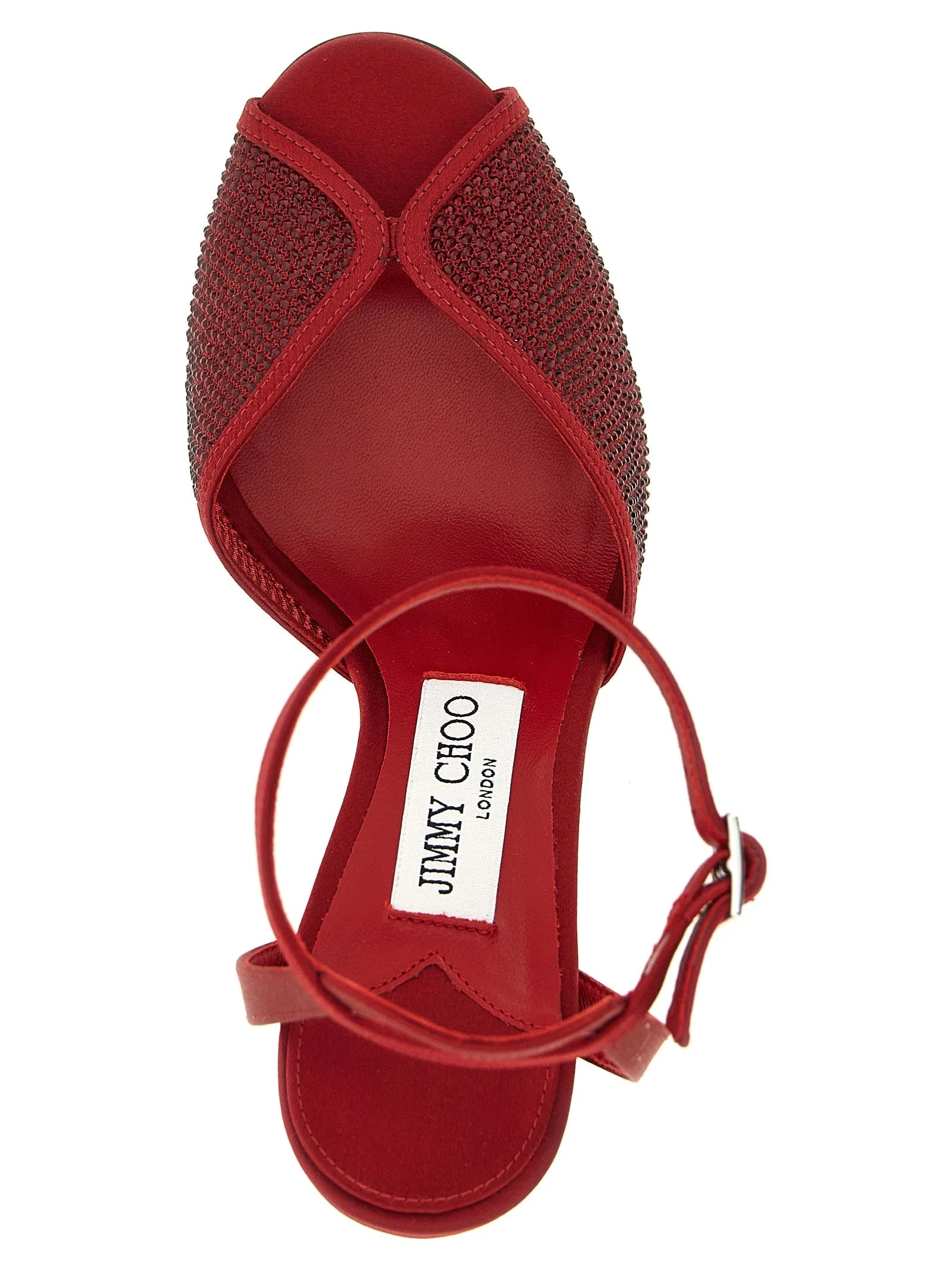Jimmy Choo Rode stiletto-sandalen met hak van lamleren