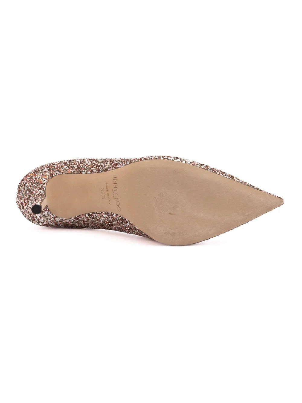 Jimmy Choo Růžové semišové pumpy Love 85 s hrubým třpytem