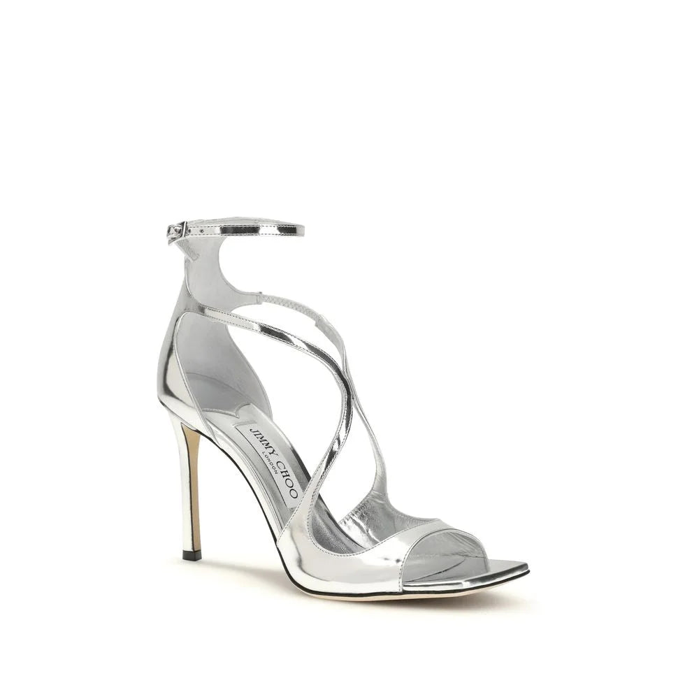 Jimmy Choo Silver Calf Leather Bos Taurus Stiletto Heel Sandals - EU37/US7