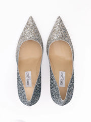 Jimmy Choo Stříbrné pumpse Agnes s hrubou třpytivou látkou