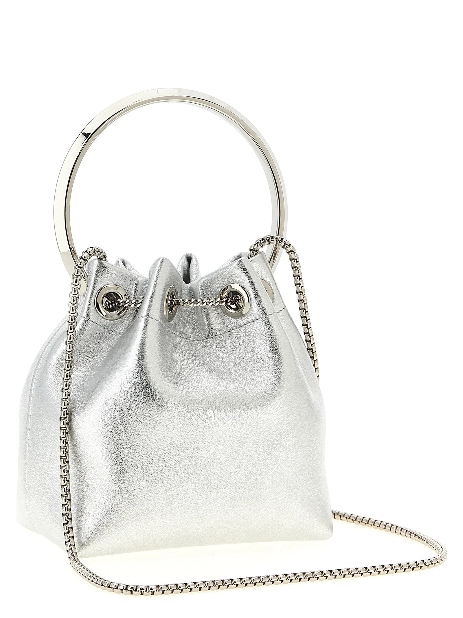 Jimmy Choo Silver Lamb Leather Handbag