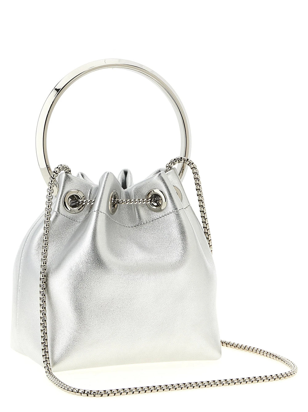 Jimmy Choo Silver Lamb Leather Handbag