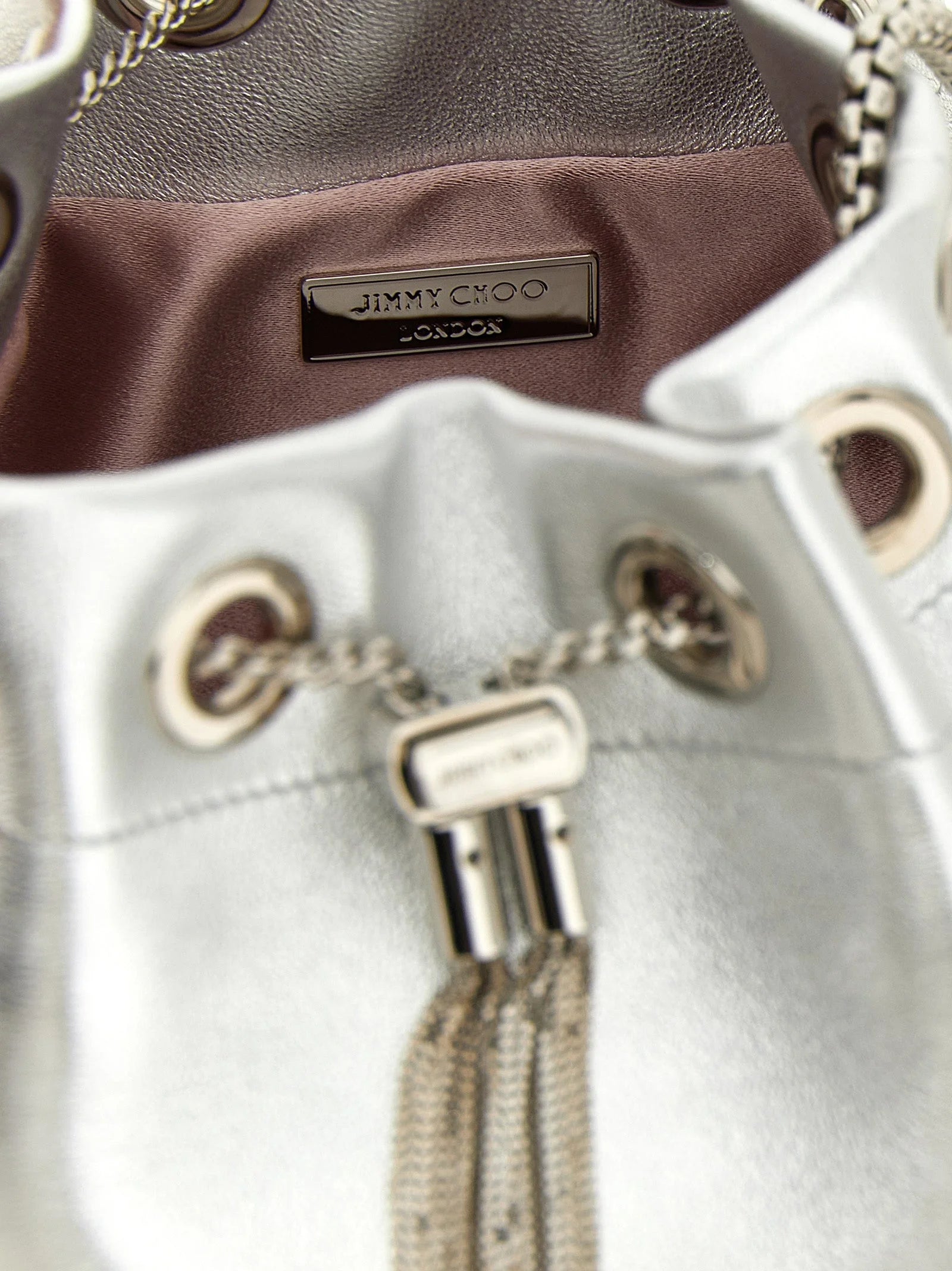 Jimmy Choo Silver Lamb Leather Handbag