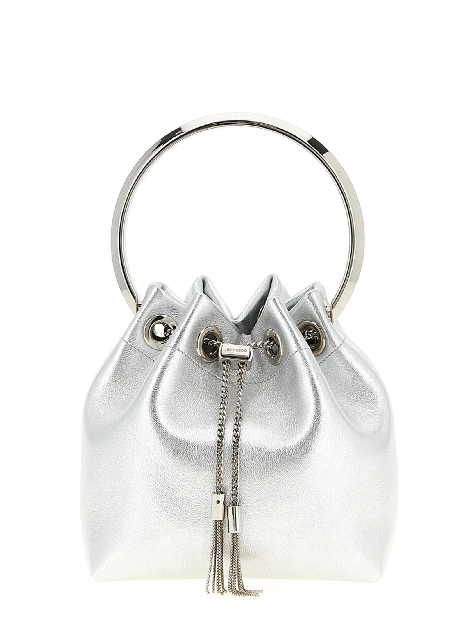 Jimmy Choo Silver Lamb Leather Handbag