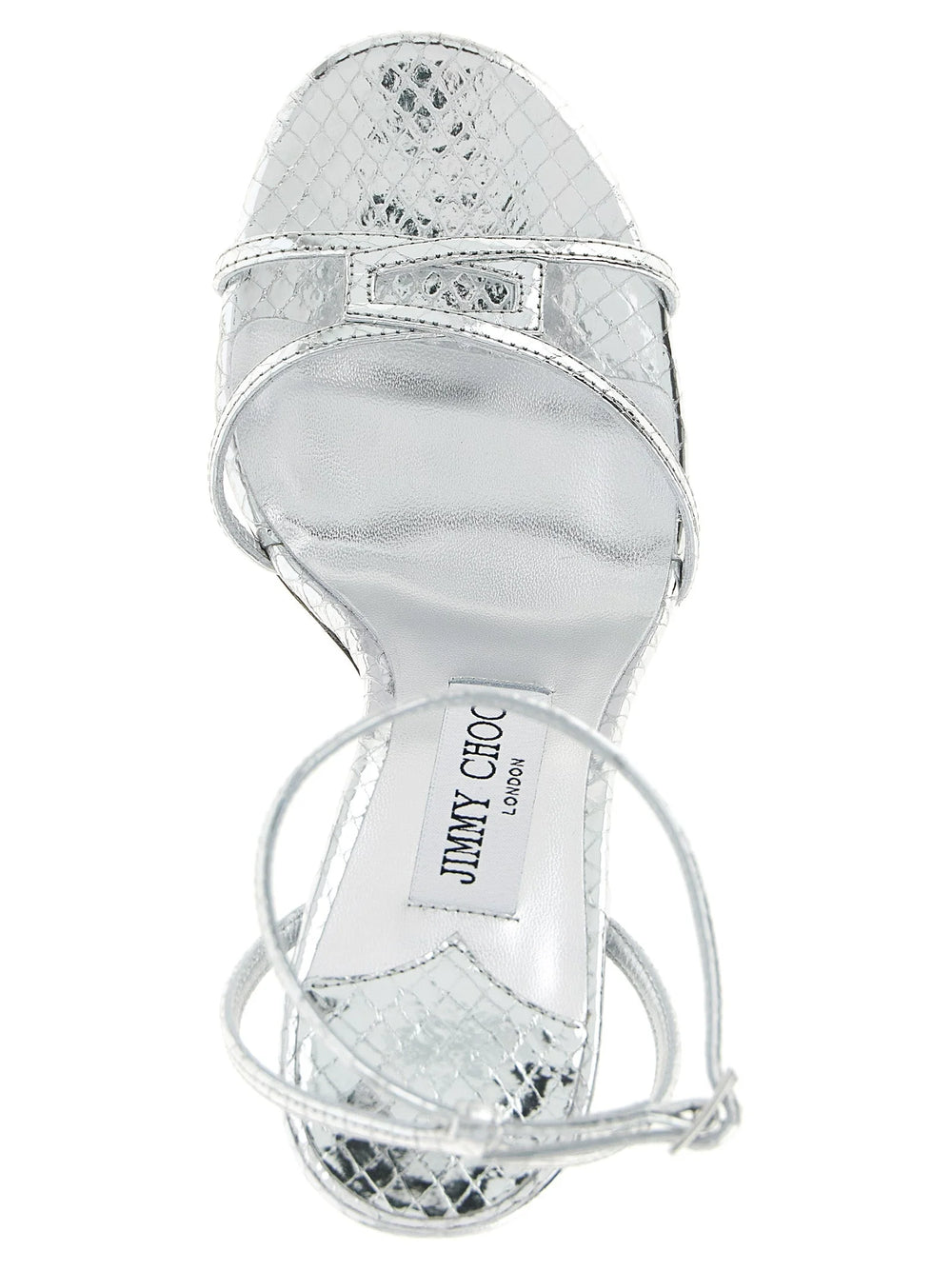Jimmy Choo Silver Leather Stiletto Heel Sandals