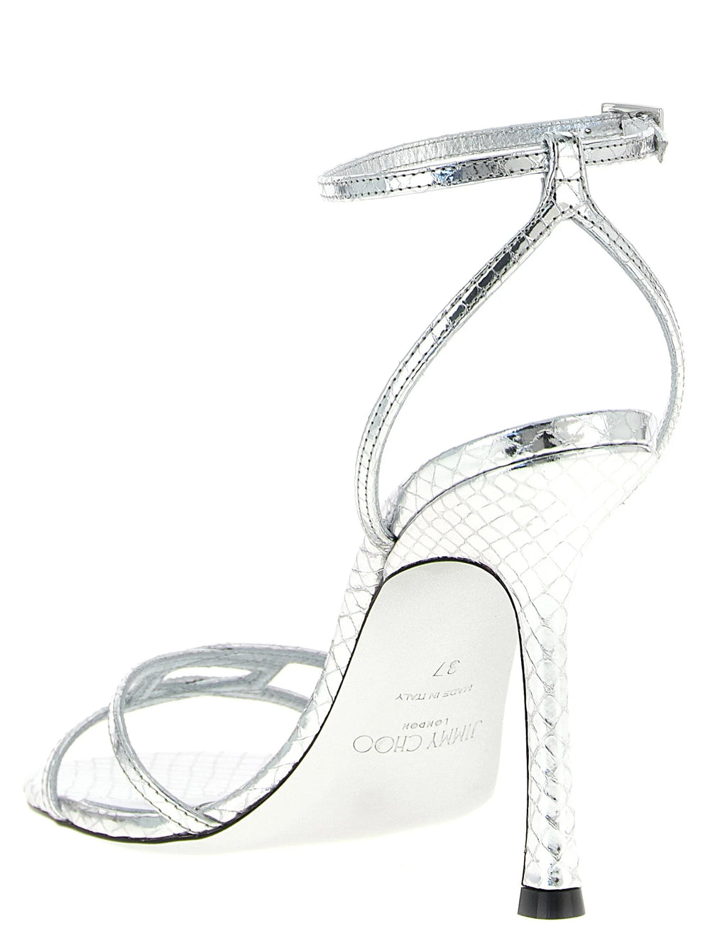 Jimmy Choo Silver Leather Stiletto Heel Sandals