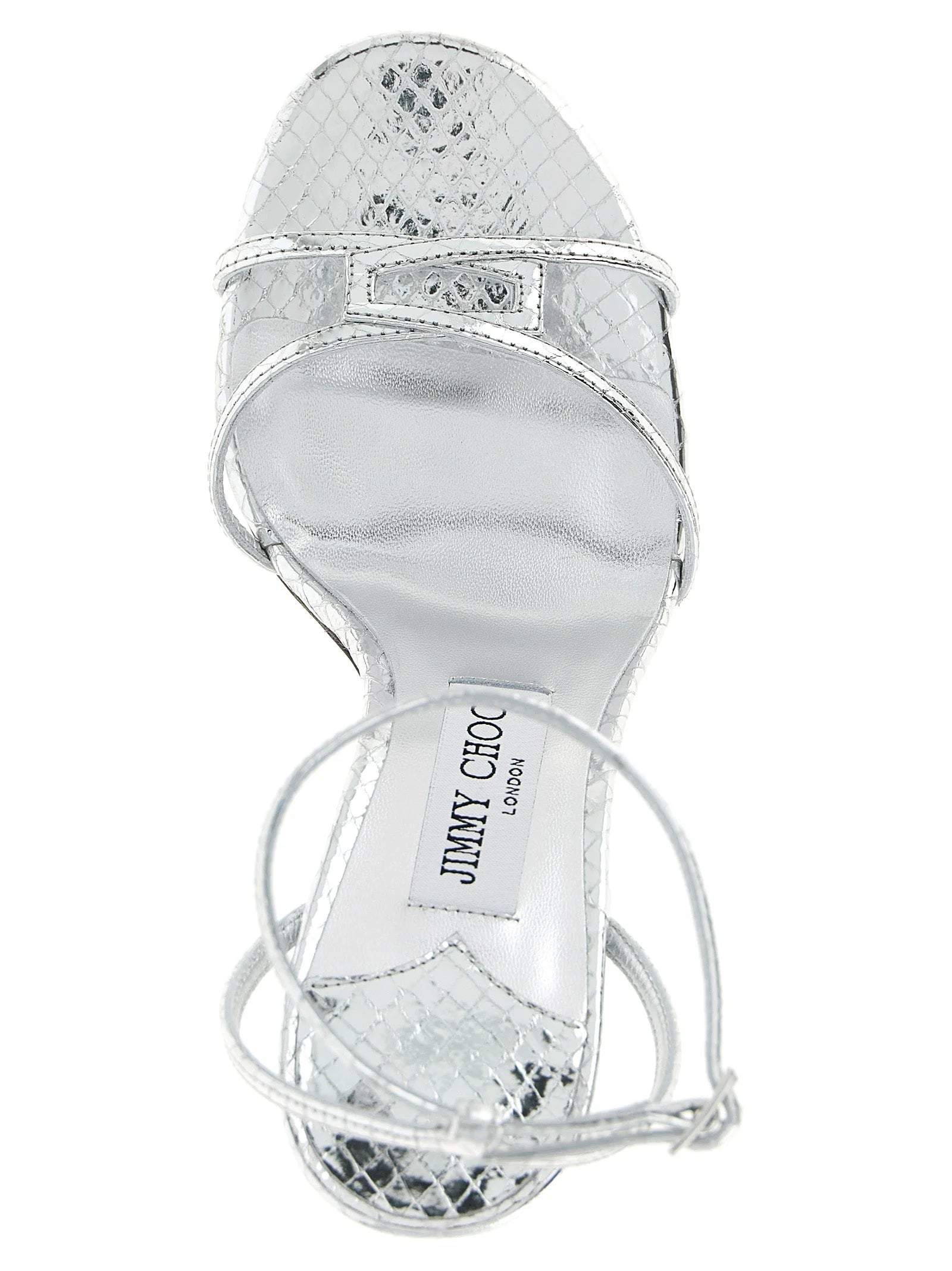 Jimmy Choo Silver Leather Stiletto Heel Sandals - EU37.5/US7.5