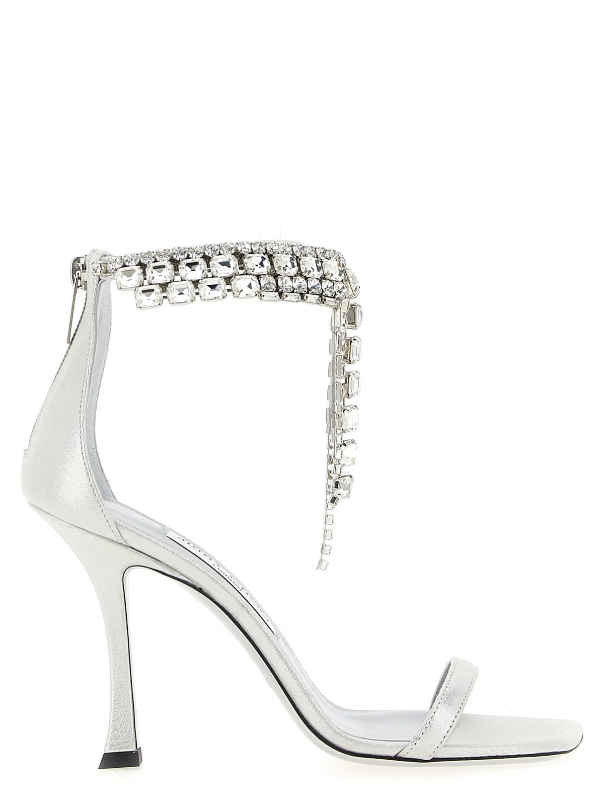 Jimmy Choo Silver Leather Stiletto Heel Sandals - EU39/US9