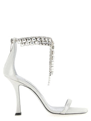 Jimmy Choo Silver Leather Stiletto Heel Sandals - EU39/US9