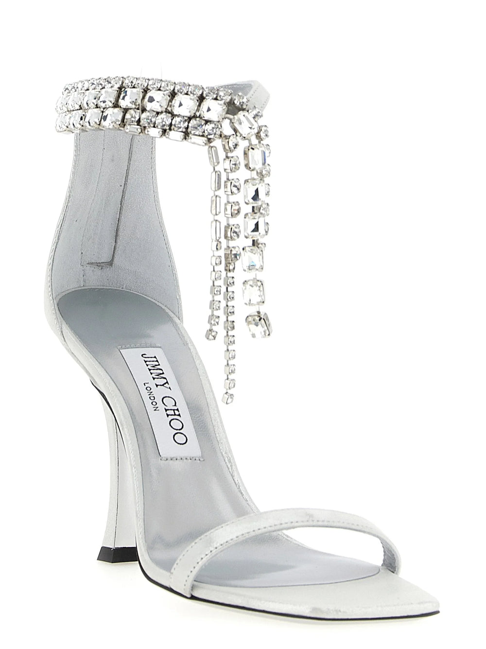 Jimmy Choo Silver Leather Stiletto Heel Sandals - EU39/US9