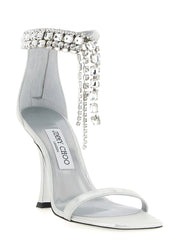 Jimmy Choo Silver Leather Stiletto Heel Sandals - EU39/US9