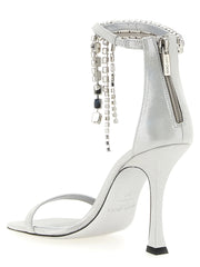 Jimmy Choo Silver Leather Stiletto Heel Sandals - EU39/US9
