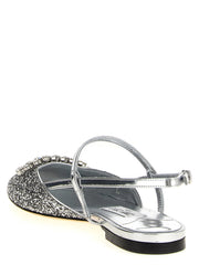 Jimmy Choo Silver Tencel Ballet Flats