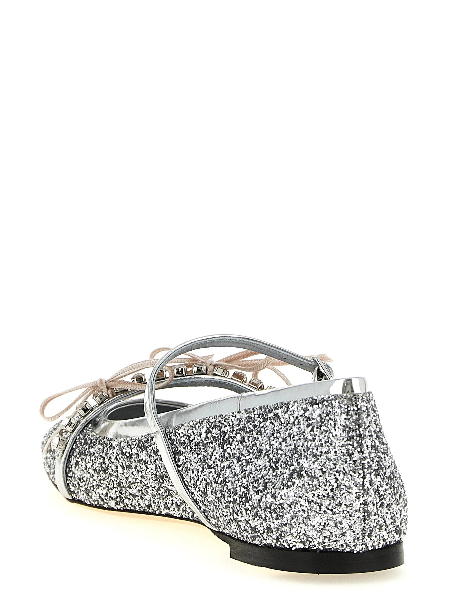 Jimmy Choo Silver Tencel Ballet Flats