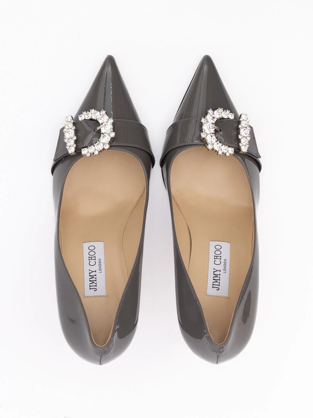 Jimmy Choo Stormgrå Patentlær Chery 85 Pumper