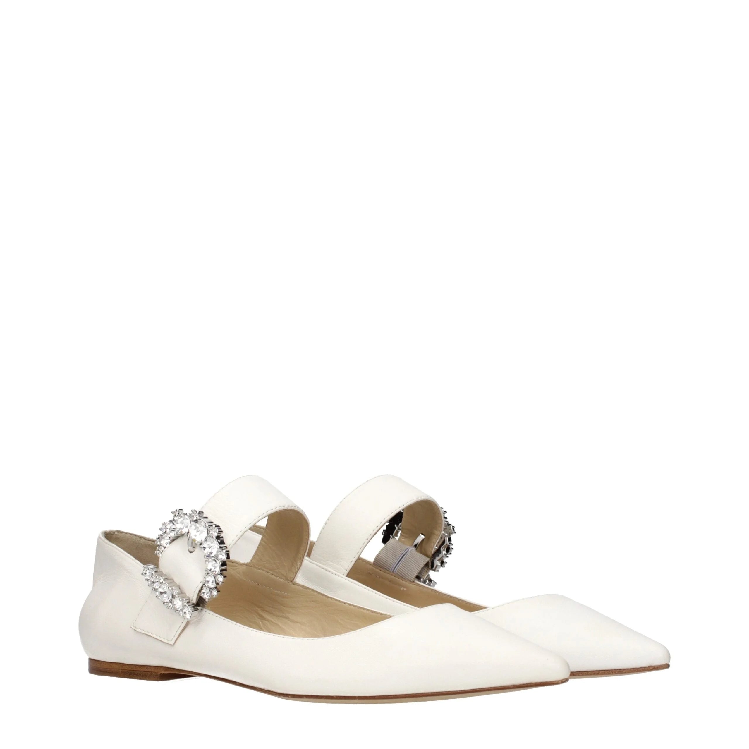 Jimmy Choo White Leather Ballet Flats