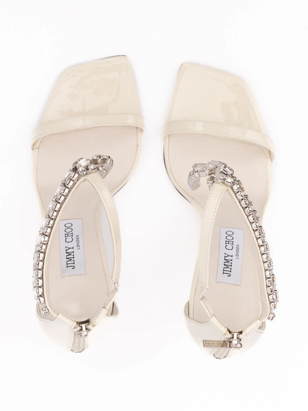 Jimmy Choo Sandales Verity en Patenté Blanc 100