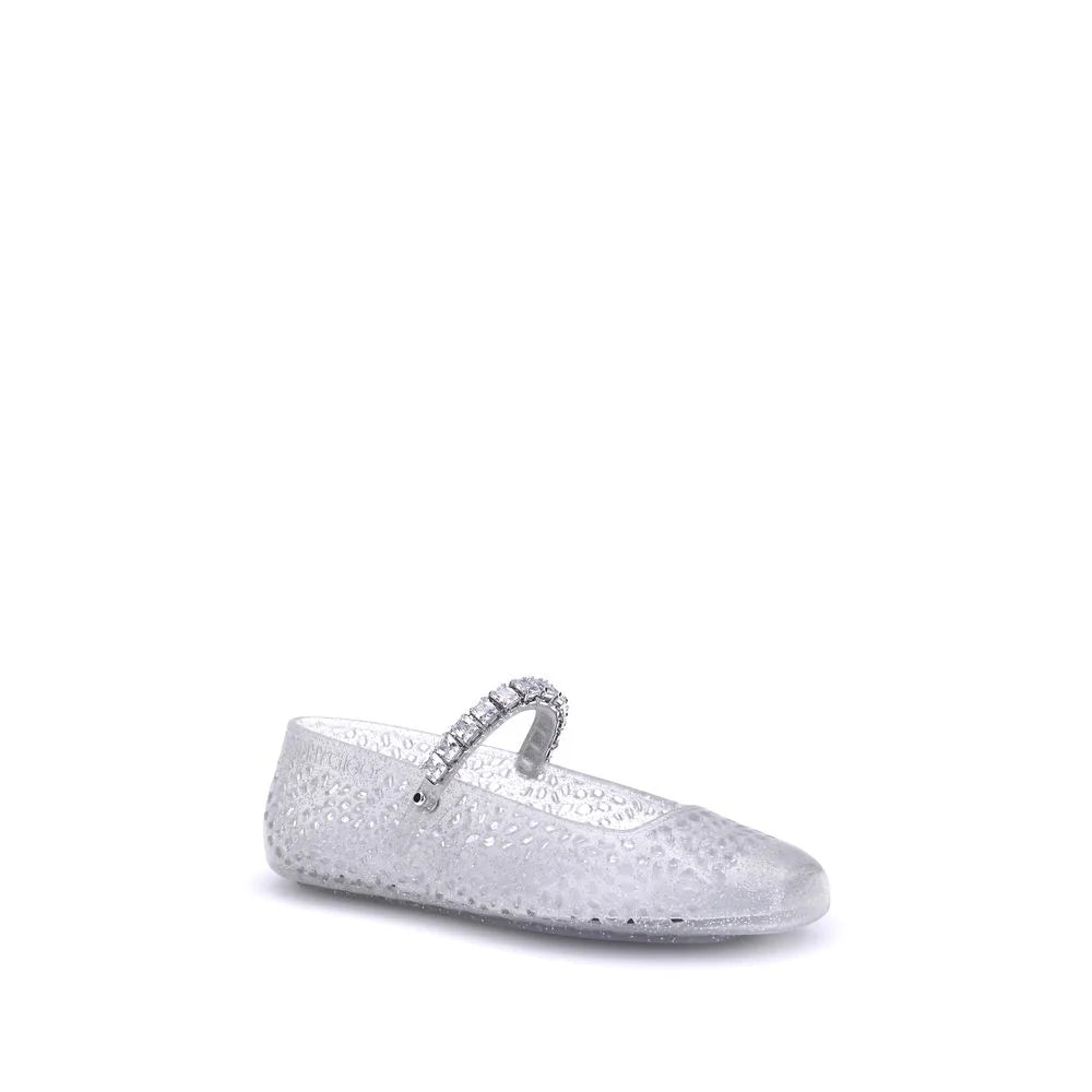 Jimmy Choo White Polyurethane Ballet Flats