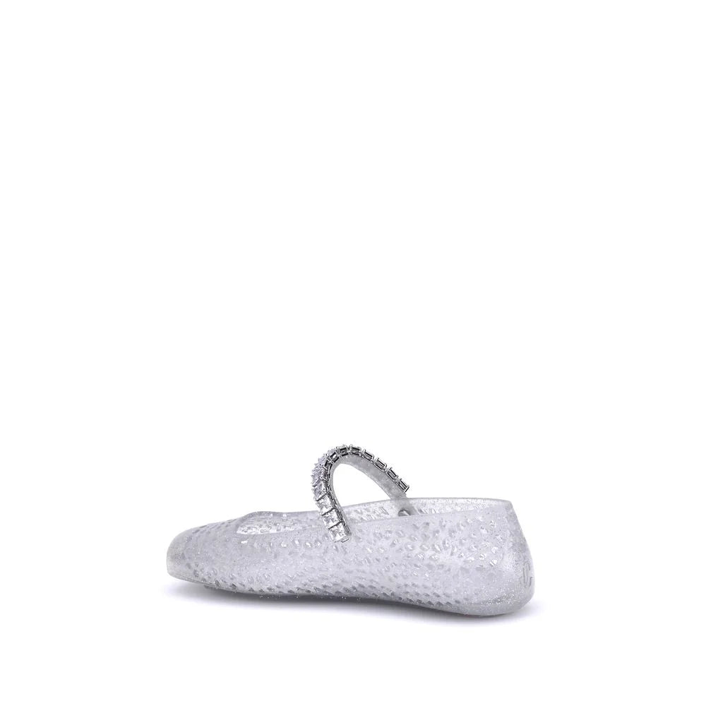 Jimmy Choo White Polyurethane Ballet Flats