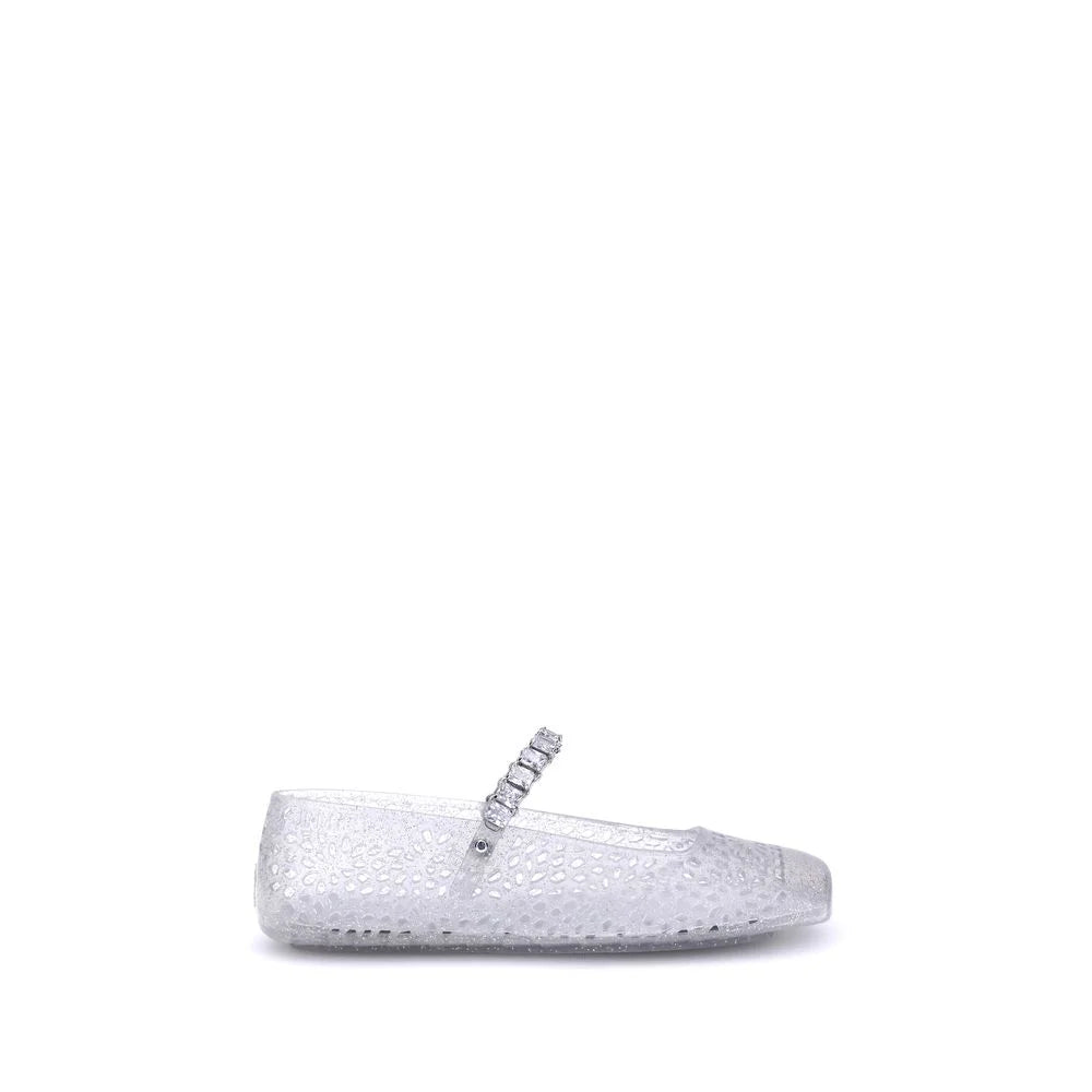 Jimmy Choo White Polyurethane Ballet Flats