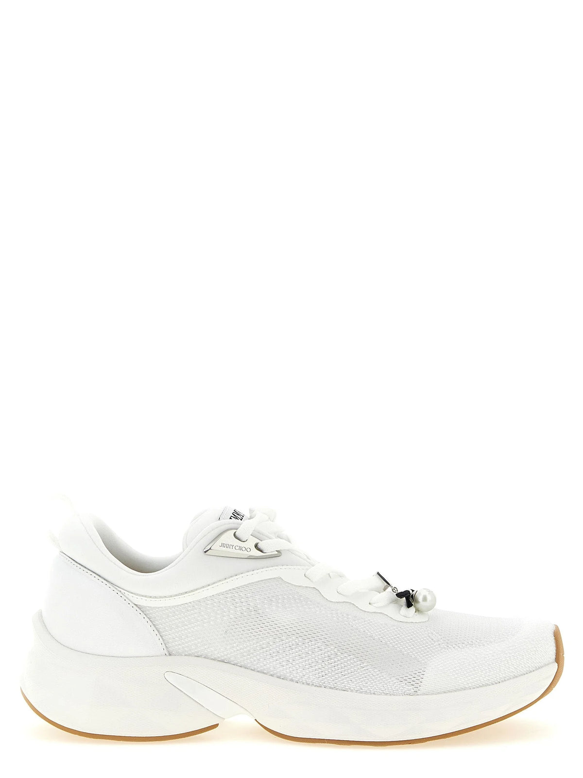Jimmy Choo White Tencel Athletic Sneakers