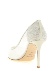 Jimmy Choo White Tencel High Heel Pumps - EU37/US7