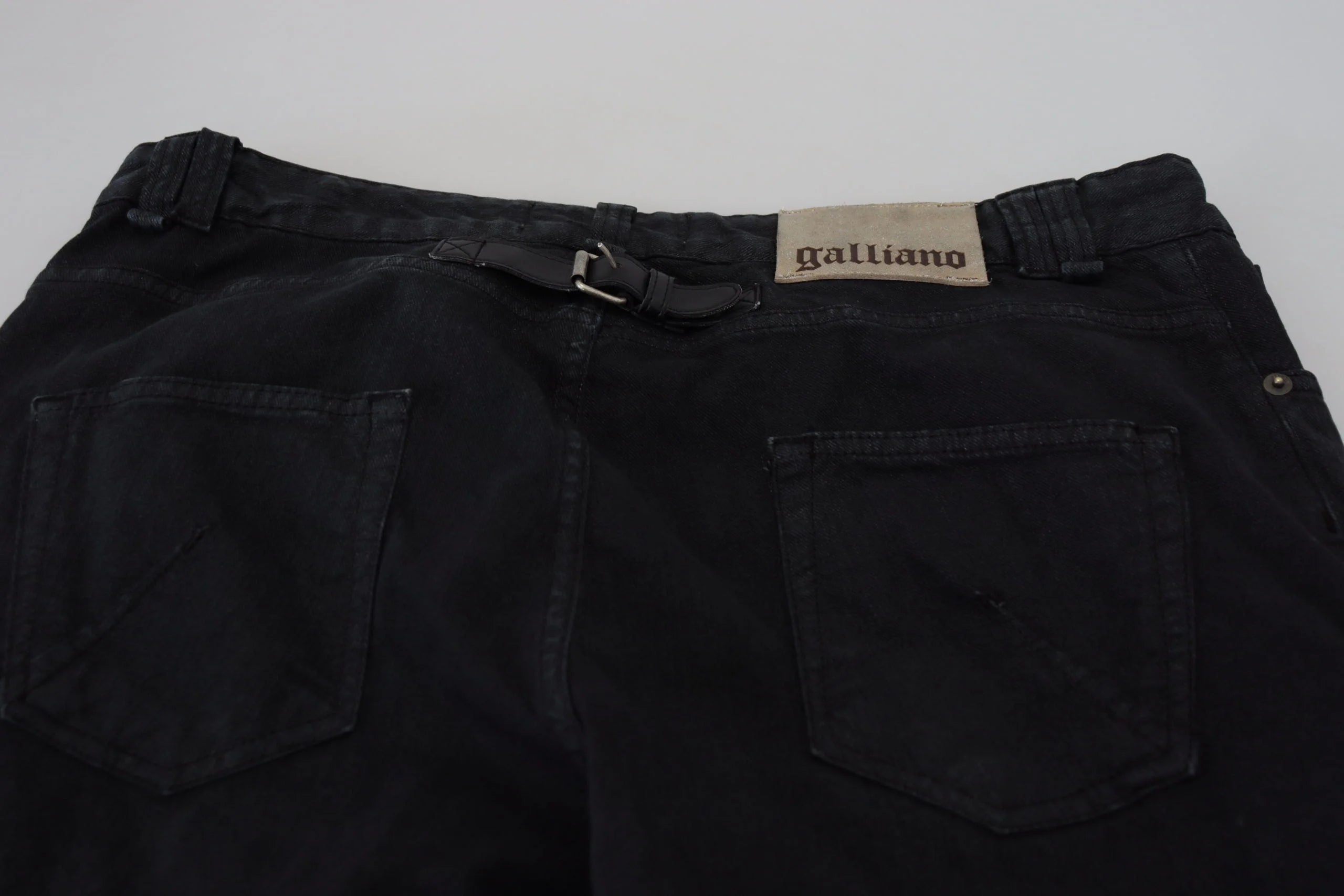 John Galliano Black Cotton Back Buckle Casual Denim Jeans - IT44 | XS - Jeans